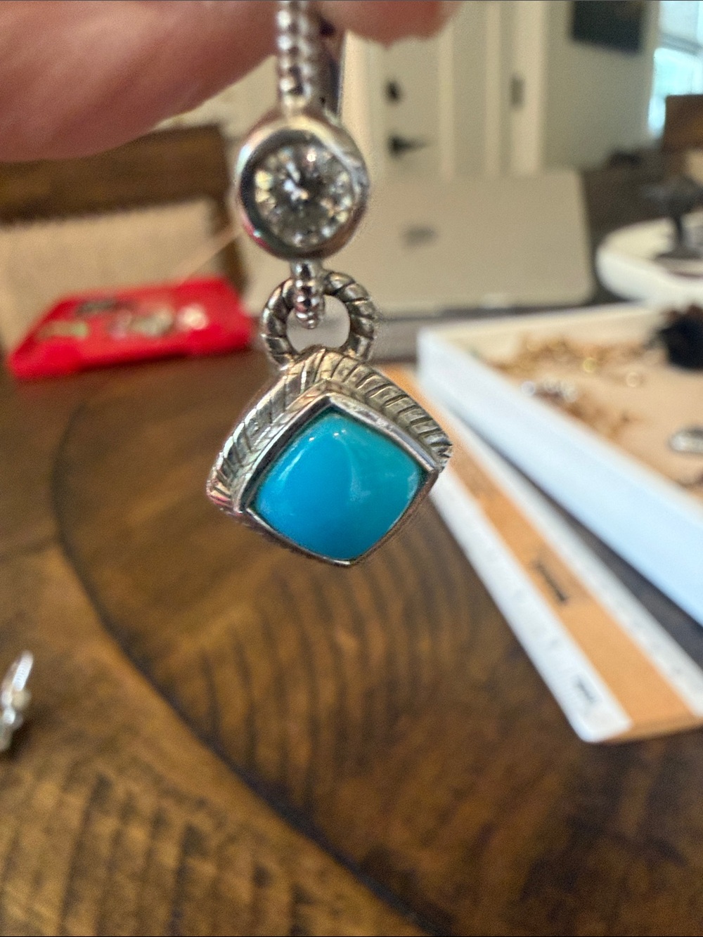 Judith Ripka Turquoise Square Drop Earrings in Sterling Silver - Picture 4 of 7